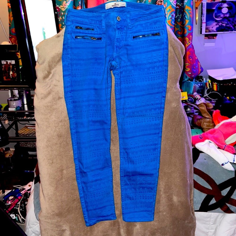 Hollister Bright Blue Aztec Skinny Jeans Sz.7
